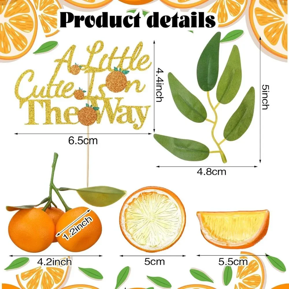 Soulchen Glitter Orange Cake Topper Set